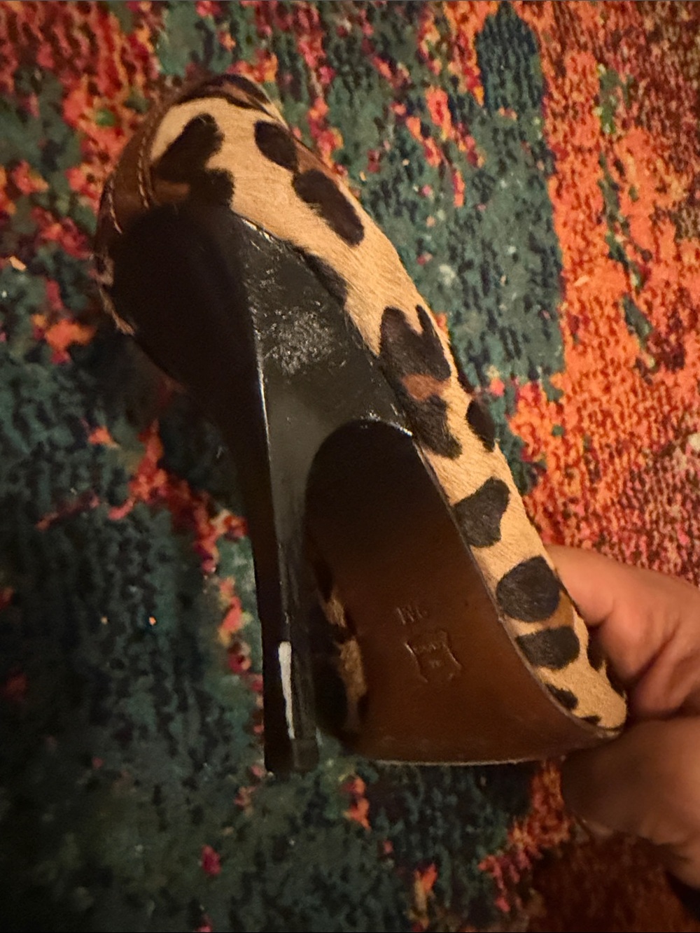 Tory Burch Leopard Print Pointed Toe Heels with Gold Accent - Picture 7 of 7